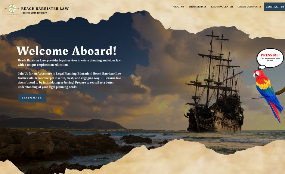 Beach Barrister: Website in a Day for pirate themed website.