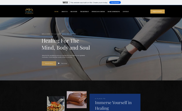 Luxury Healing House: Luxury Healing House is a recovery house for post operative care. Site allows users to view and book services from multiple pages.