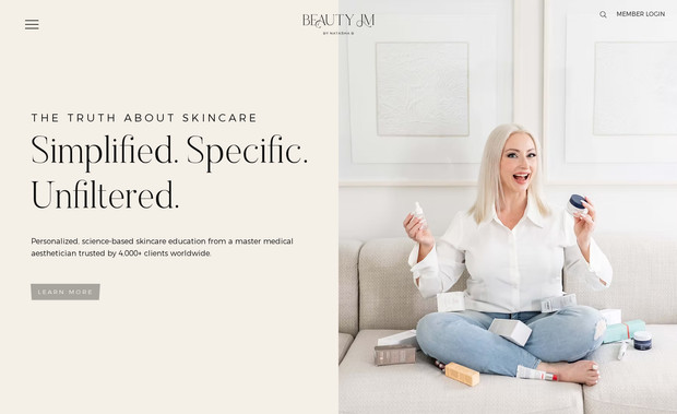 Beauty JM: E-commerce & membership based website for a skincare influencer.