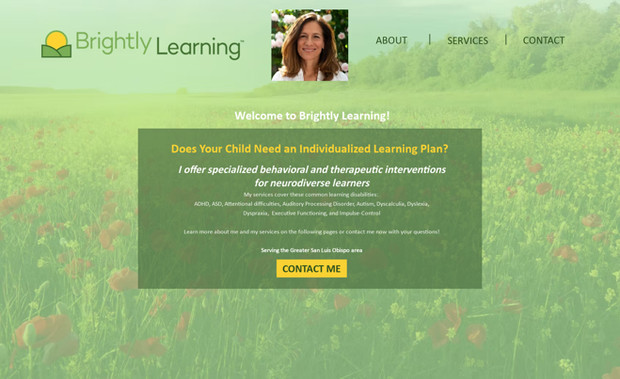 Brightly Learning: Informational website for children's learning therapist. Built on WixStudio.