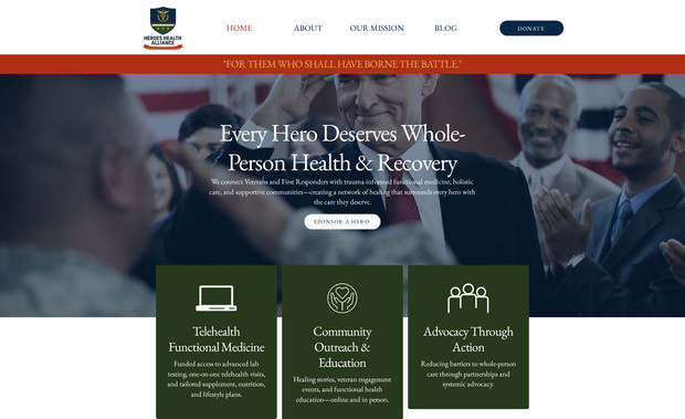 Heroes Health Allian: Full Site Design