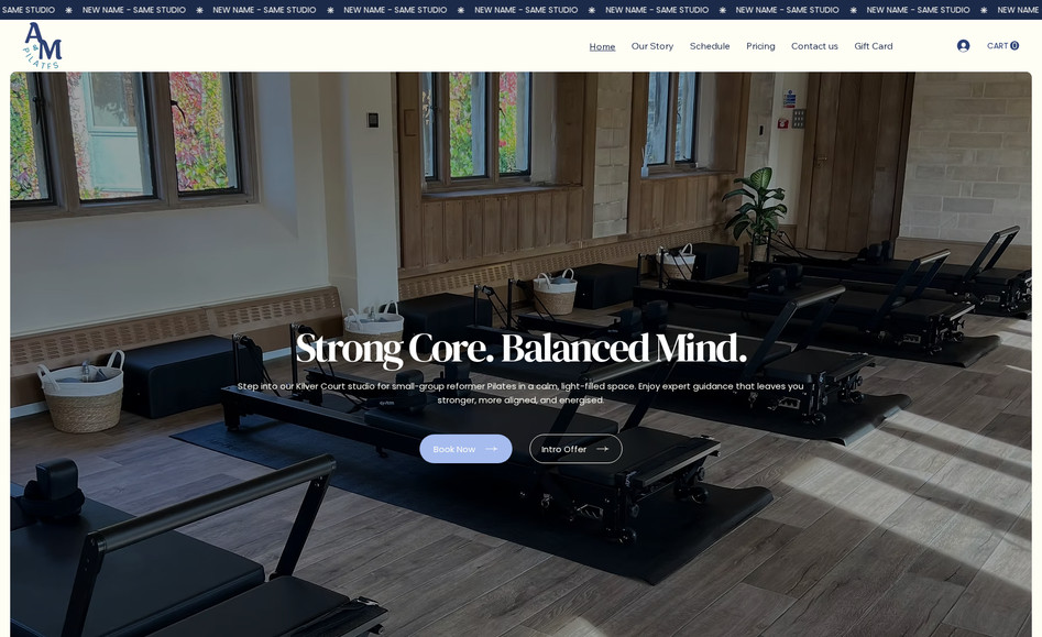 A&M Pilates: A clean, modern Wix redesign that elevates the A & M Pilates brand through thoughtful layout, strong typography and balanced use of imagery to create an inviting, professional online experience.

The site uses intuitive navigation and clear visual hierarchy to guide visitors from class information through to bookings, reducing friction and making it easy to convert interest into action. Strategic sections highlight services, instructor expertise and client benefits without overwhelming the user, while consistent styling and whitespace keep the design feeling calm and accessible, ideal for a wellness-focused business.

Overall it showcases how I create purposeful, user-centred Wix designs that not only reflect the personality of the business but also support clarity, trust and measurable engagement.
