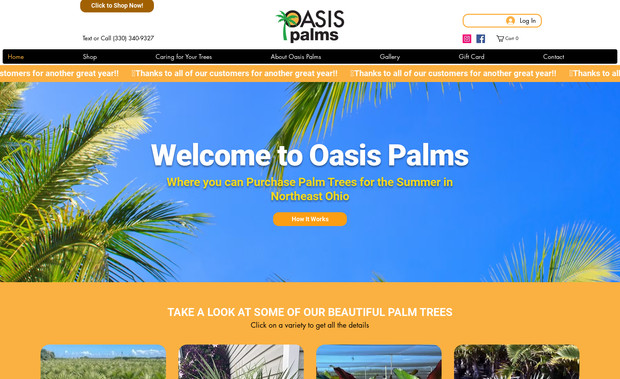 Oasis Palms: Palm Tree Seller out of Ohio. He wanted something colorful and reflective of the tropical vibe his trees bring to his customers!