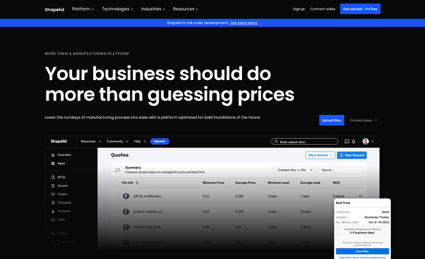 Shapelid: Bizimuhit's latest on-demand manufacturing website design is featured with its unique scrolling animations, hover effects, horizontal scrolling area while scrolling vertically, custom-coded user interfaces, dynamic pages, tens of collections built in Wix CMS. It also uses some APIs to generate PDFs from CMS data, let the user create saved items and request for price quotes.