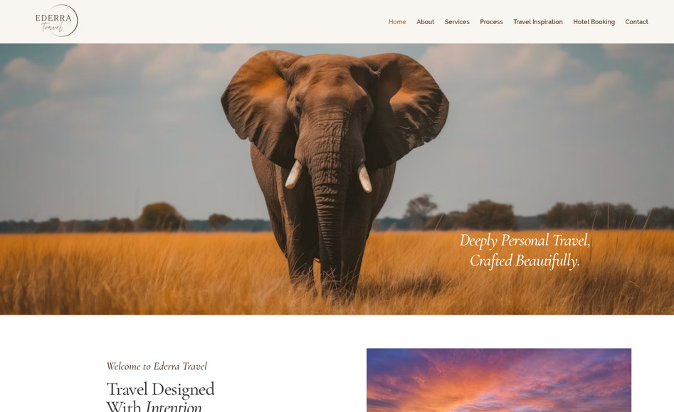 Ederra Travel: From brand strategy and logo design to web design, SEO, and copy refinement, everything was built to reflect the heart of the brand, personal, elegant, and deeply curated.