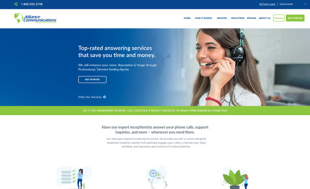 Alliance Communications: Pro - Answering Call Center Website
