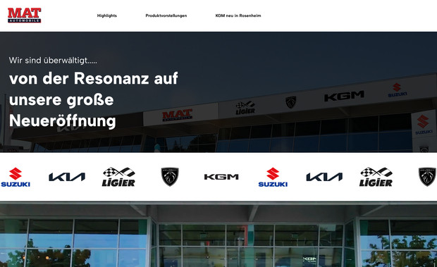  MAT Automobile GmbH: Für MAT Automobile habe ich einen One-Pager für die Neueröffnung gebaut. 