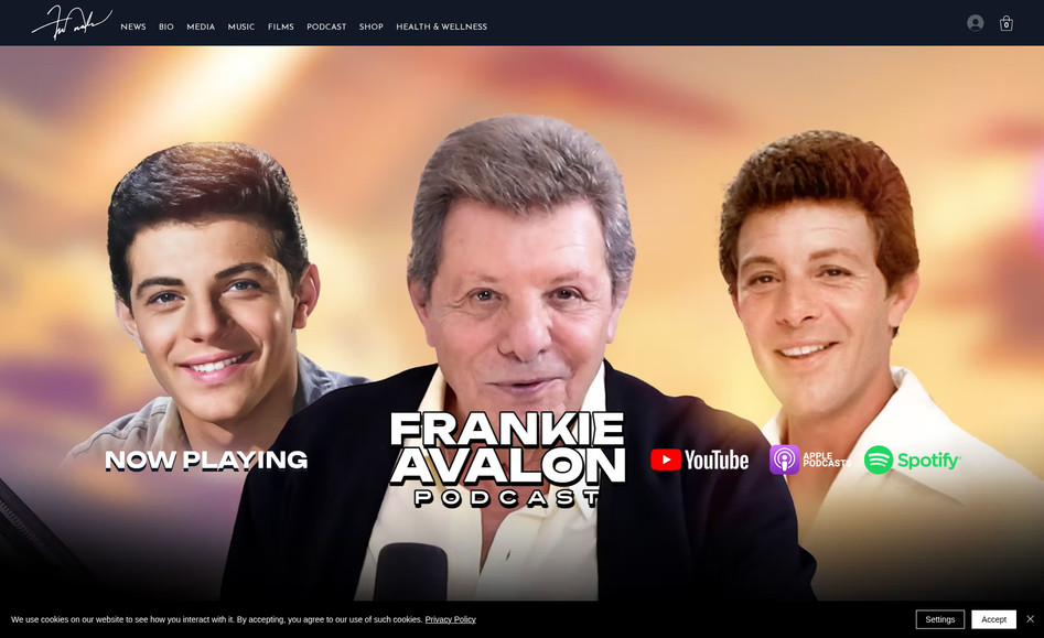 Frankie Avalon: The legendary Frankie Avalon tasked me with taking over his brand and marketing and for Me, it always starts with a fresh new website and e-commerce store for Frankie's fan memorbilia, merchandise and more. 