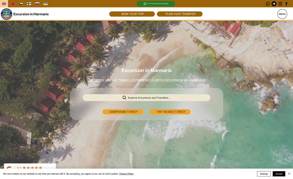 Excursion Marmaris: The services of a tourism company operating in Marmaris are linked to a database, and the company's products and services are described with SEO settings. In addition, artificial intelligence has been integrated into the website.