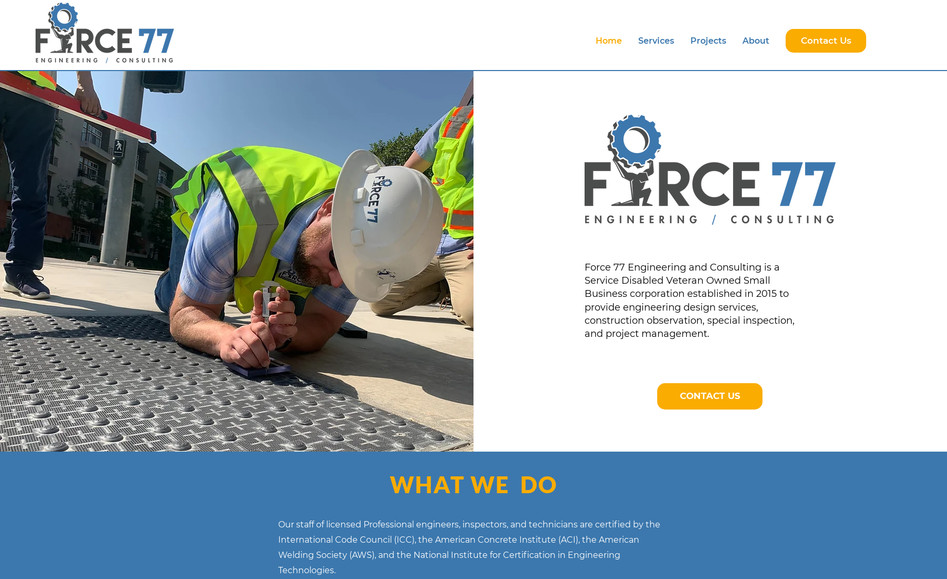 Force77: Created website for a Civil Engineering firm