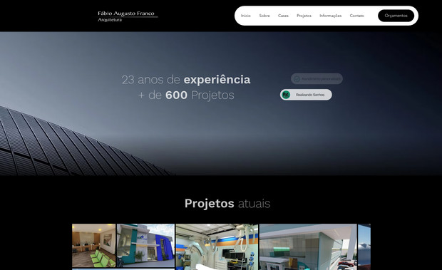 Fábio Franco Arquitetura: Posso dizer que é um site completo onde expõem os mais fantásticos projetos de arquitetura e também as competências do cliente.