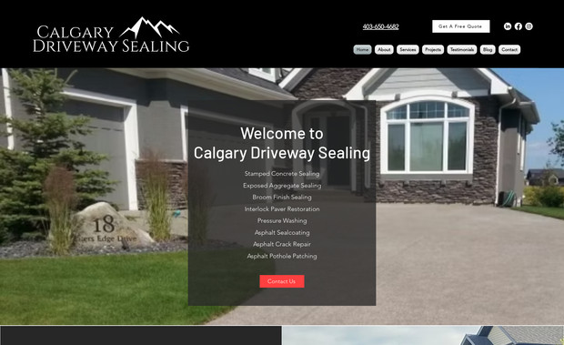 Calgary Sealing: Redesign existing Wix website adding services and a new home page