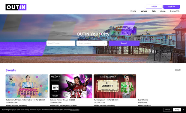 OUTIN: I fully developed this WIX Velo coding website which is an online directory for events in major towns. It allows venues, acts and users to sign up, create accounts and use the platform in a different manor depending on their account type.
