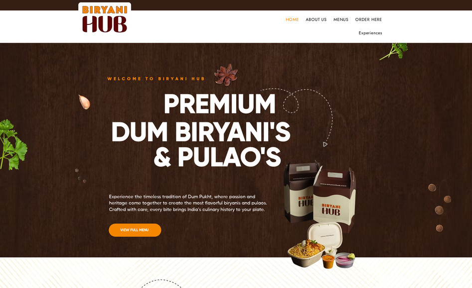 Biryani Hub: This is my client Mangesh Chinthamaneni website.I designed the site on Figma first and then developed it on Wix, adding animations to enhance the user experience.