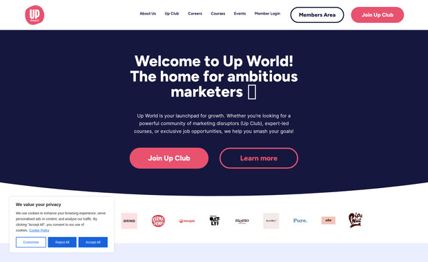 Up Club/Up World: A complete redesign for Up World - competing both the public site and members area (essentially a product).