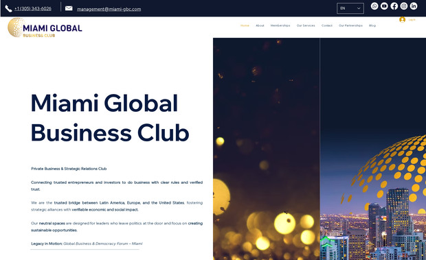 Miami Global: Website design for Miami Gloabl. 
Built on Wix Stuido.
Uses pricing plans