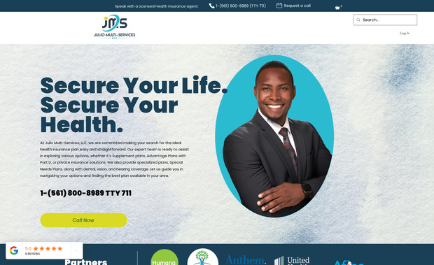 Julio Multi-Services: Landing page for Insurance entrepreneur.