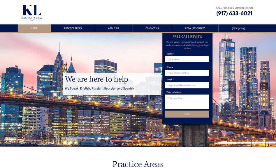 Kantaria Law PLLC: Lawyer Website from NYC