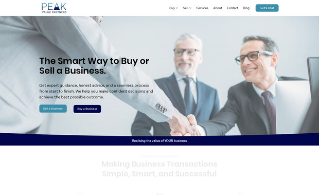 Peak Value Partners: New advanced business broker website with advanced CMS and dynamic pages for businesses for sale listings. 