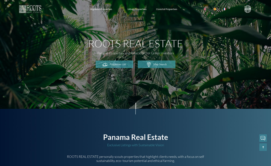 RootsRealEstatePanama: WIX Studio Page with Air BnB Style Map Search, Velo programmed filters, multi-step forms on WIX Blocks, CMS architecture, Multilanguage