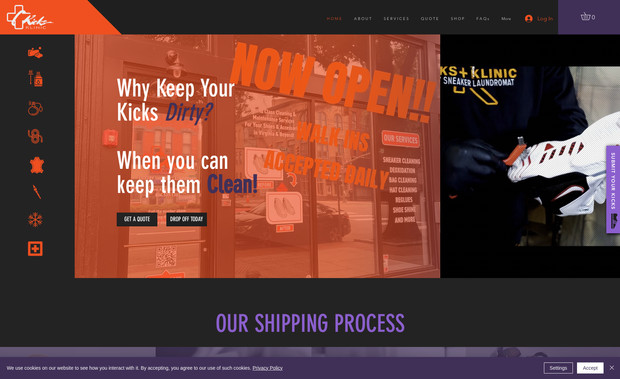 KicksKlinic: Sneaker Repair website.