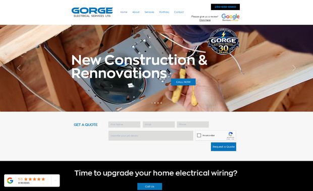 Gorge Electrical Services: Advanced WIX Custom designed website for Gorge Electric