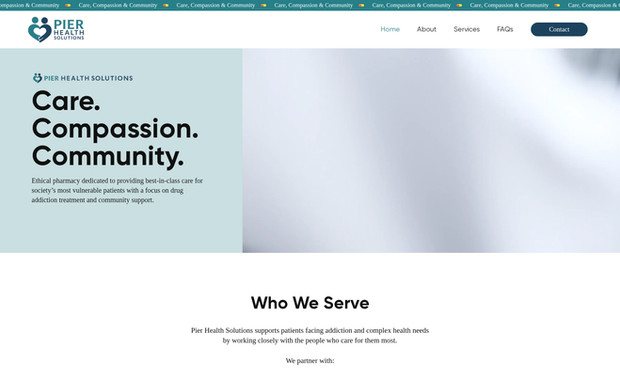 Pier Health Solutions: Designed and launched a fully responsive website for Pier Health Solutions, a community-focused clinical pharmacy serving high-needs and vulnerable populations in Vancouver. The project included brand integration, multi-page design, mobile optimization, basic SEO setup, contact form configuration, and a privacy and compliance framework. The final result is a professional, mission-driven website built to support stakeholder partnerships, improve visibility, and grow alongside the organization’s evolving services.
