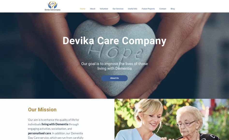Devika Care Company: Full web design from scratch, Google SEO settings, continued maintenance.