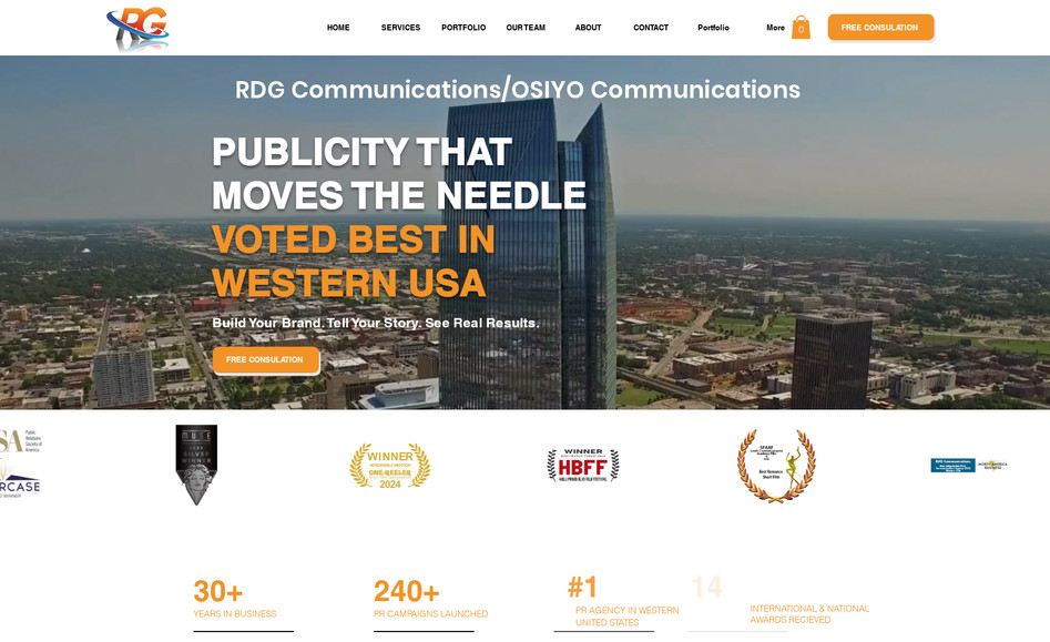 RDG Communications | Marketing & PR Agency Website: This website for RDG Communications was designed to reflect the agency’s decades of experience in public relations, advertising, video production, and nonprofit support. Built with a clean, modern layout and strong messaging throughout, the site highlights RDG’s award-winning work across industries while maintaining a user-friendly and mobile-optimized experience. The design balances professionalism with storytelling, featuring SEO-optimized service pages, a robust portfolio section, and compelling calls to action—making it a powerful example of strategic, conversion-focused web design.