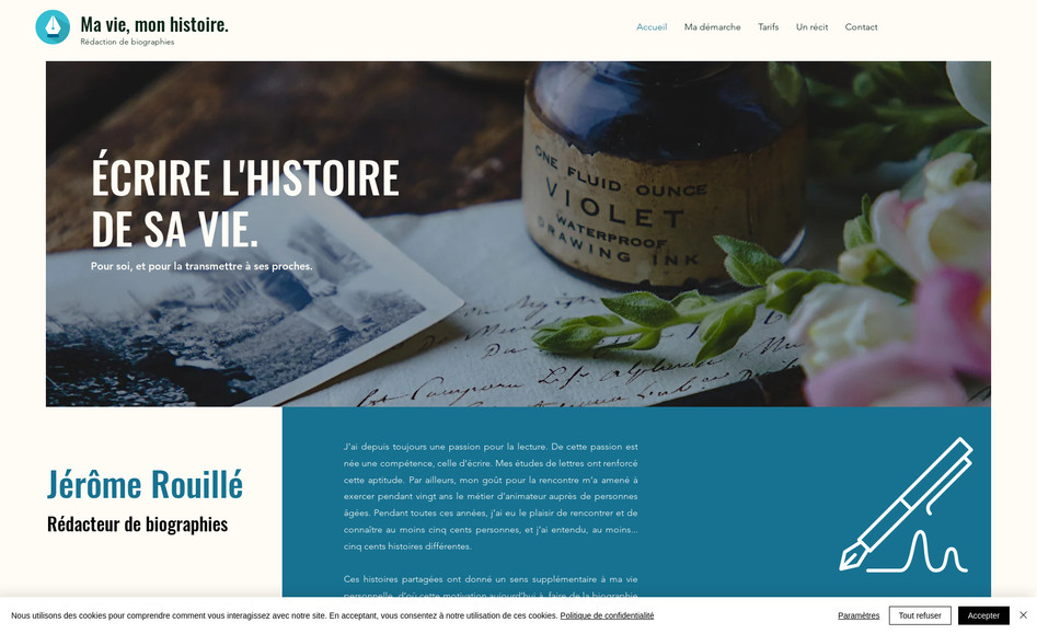 Ma vie, mon histoire: Site vitrine pour un rédacteur de biographies.