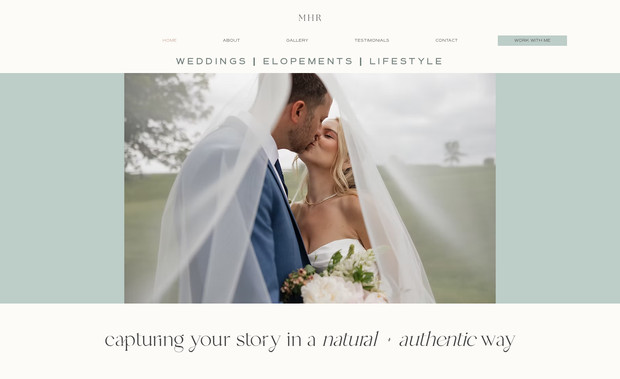 MHR Photography: This site was thoughtfully designed for a wedding photographer who previously had no online presence and wanted to display her portfolio as well as give potential clients a way to book with her. The thought process behind this site was to emphasize photos and images while also using testimonials to back up her work.