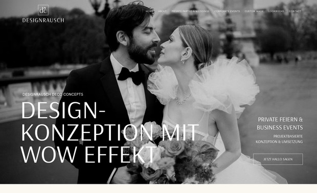 Designrausch: Designrausch.de ist eine moderne und ästhetisch ansprechende Website für ein kreatives Eventdesign-Unternehmen aus Mannheim. Sie bietet klare Informationen zu maßgeschneiderten Designkonzepten für Hochzeiten, Geburtstage und Firmenveranstaltungen. Der Stil der Website ist elegant, minimalistisch und benutzerfreundlich, mit einem Fokus auf visuelle Ästhetik und inspirierenden Projektbeispielen. Die Seite spiegelt die Professionalität und Kreativität des Unternehmens wider.