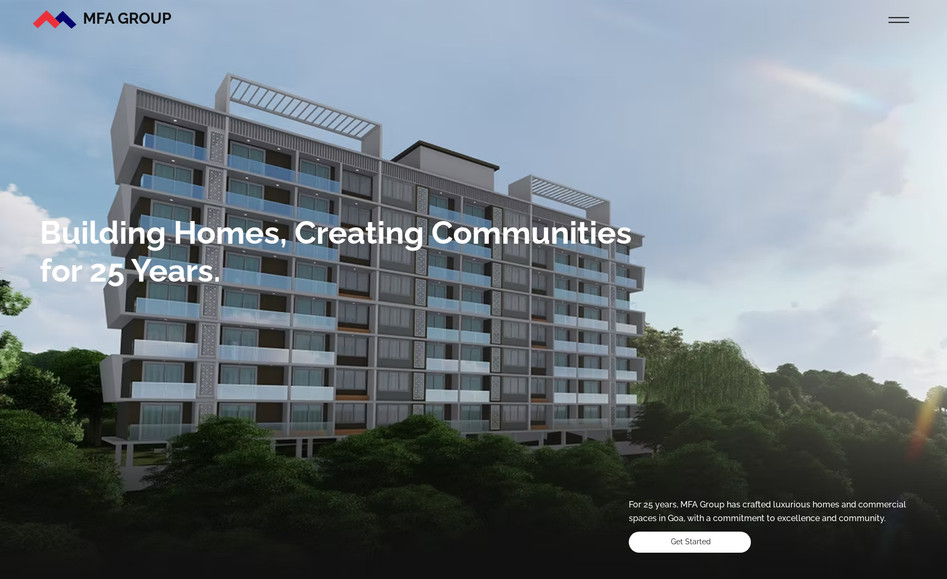 MFA GROUP: For the MFA Group project, I worked on crafting a professional website that reflects their expertise in property development, real estate, and hospitality. The design emphasizes their Goa-based operations with a clean, elegant layout showcasing projects, services, and client testimonials. By integrating visually striking imagery and user-friendly navigation, the site positions MFA Group as a leader in the real estate and hospitality sectors, catering to both investors and customers.