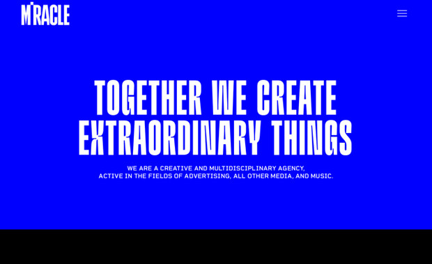 Miracle Agency: A creative and multidisciplinary agency,
active in the fields of advertising, all other media, and music.