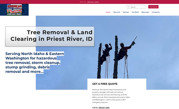 American Tree Service: 
Real Connection Media developed a bold, service-oriented website for American Tree Service to boost local visibility and drive customer inquiries. Designed with a focus on SEO and clear calls-to-action, the site highlights their expertise in tree removal, thinning, land clearing, and brush management. With professional visuals and streamlined navigation, we created a digital presence that’s as strong and reliable as the team behind the chainsaws.