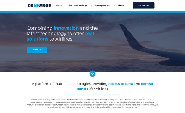 Converge Aero: I was responsible for the full design and development of the Converge.aero website. This included creating a clean, professional layout, structuring content to clearly communicate the company’s services, and ensuring a seamless user experience across devices. The site was built using Wix Studio, with attention to responsive design, intuitive navigation, and modern visual aesthetics that align with the brand's identity in the aviation industry.