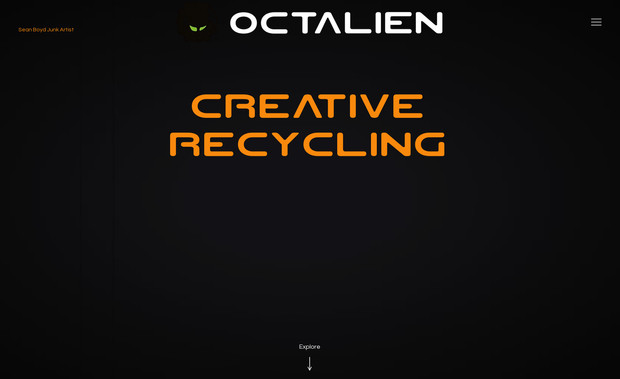 Octalien Ceative: Advanced website for a recycled junk artist in Auckland. A very challenging and exciting project!