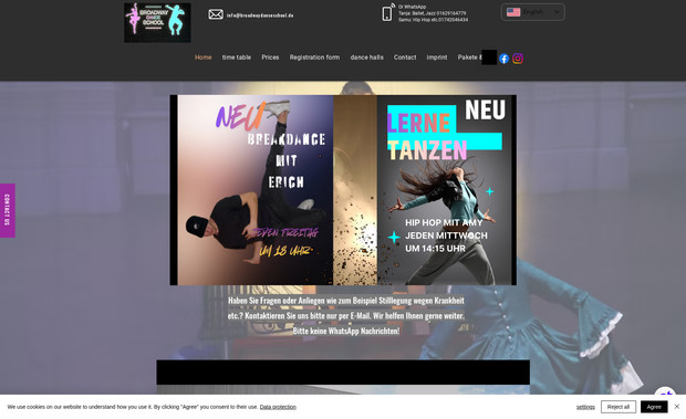 BroadwayDance germ: As the creator of this site, I've dedicated myself to providing a platform that celebrates the joy and passion of dance while offering top-notch education and training.

At Broadway Dance School, we specialize in offering a diverse range of dance classes and workshops for dancers of all ages and skill levels.

 From ballet and jazz to hip-hop and contemporary, our expert instructors are committed to helping students explore their creativity, develop their technique, and achieve their dance goals.

With a vibrant and dynamic website design, I've aimed to create a platform that reflects the energy and excitement of the dance studio. 

Whether you're a beginner taking your first steps or an experienced dancer looking to refine your skills, Broadway Dance School offers a welcoming and supportive environment where you can thrive.

But Broadway Dance School is more than just a place to learn dance—it's a community where students come together to share their love of movement and creativity.

 Through our classes, performances, and events, we inspire and empower dancers to reach their full potential and express themselves through the art of dance.