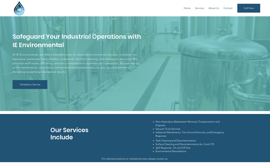 IE Enviromental: Environmental Industrial Service Company Website