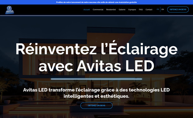 Avitas LED: Created a complete website from scratch, featuring custom CSS for a distinctive glowing aesthetic, dynamic elements, and fully responsive animations.