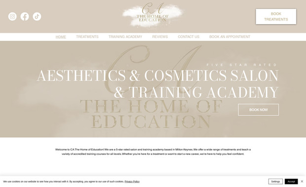 CA THE HOME OF EDUCATION: We designed a salon website, with booking functionalities. She wanted an aesthetically pleasing, easy to navigate website to increase bookings and showcase her work. 