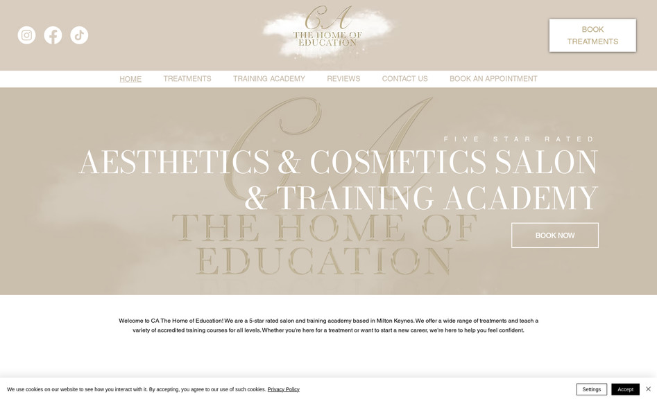 CA THE HOME OF EDUCATION: We designed a salon website, with booking functionalities. She wanted an aesthetically pleasing, easy to navigate website to increase bookings and showcase her work. 