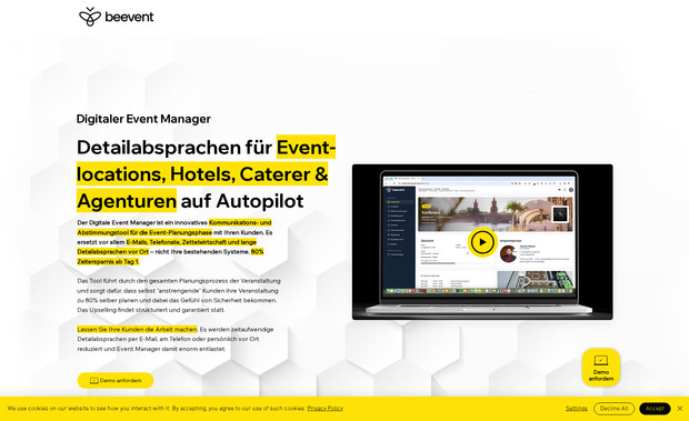 Beevent App: WiX Studio 1-pager including mockup design
