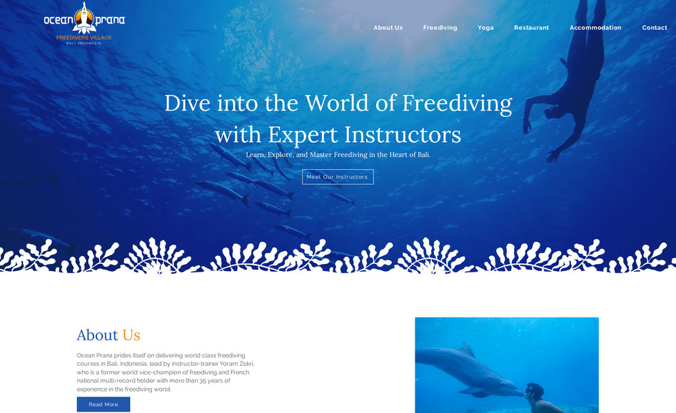 Ocean Prana Bali: Redesigned the website for swimming training courses and  amenities