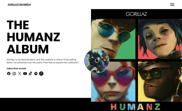 Gorillaz: Fan Merch Website Creation in Wix Studio