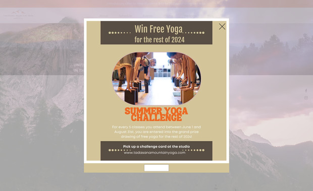 Tadasana Mountain Yoga: Wix website built for a yoga studio.