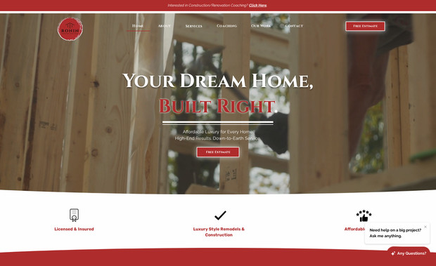 Ronin Construction | Construction Company Website: For Ronin Construction, a professional contracting company with a reputation for precision and quality, we built a bold and trustworthy online presence that reflects their craftsmanship and dedication. The focus was on creating a clean, modern, and easy-to-navigate website that immediately builds trust with potential clients.

We also highlighted their core services clearly and strategically placed calls-to-action to encourage inquiries and project requests.

A key part of the build was telling Ronin’s story—who they are, what they stand for, and why clients choose them. We made sure the brand voice came through, with messaging that’s confident, professional, and relatable. The result? A website that positions Ronin Construction as a leader in their space and makes it easier than ever for clients to reach out and get started.