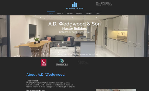 A.D. Wedgwood & Sons: Tony runs a fantastic building company in Datchet, we designed and built the website.