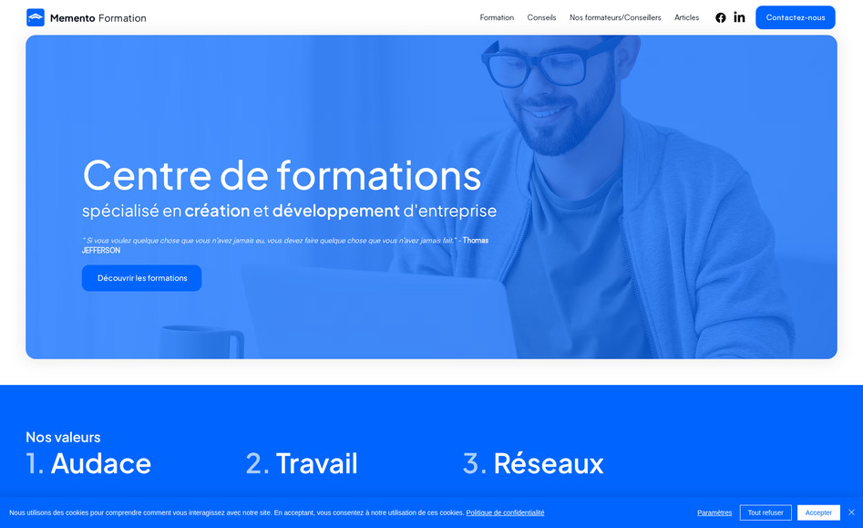Memento Formation: Création d'un site vitrine sur Wix Studio