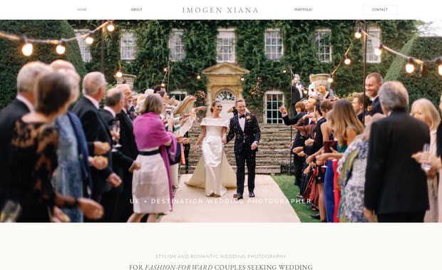 Imogen Xiana: A high definition portfolio and enquiry website for a bespoke wedding destination and interiors photographer.
